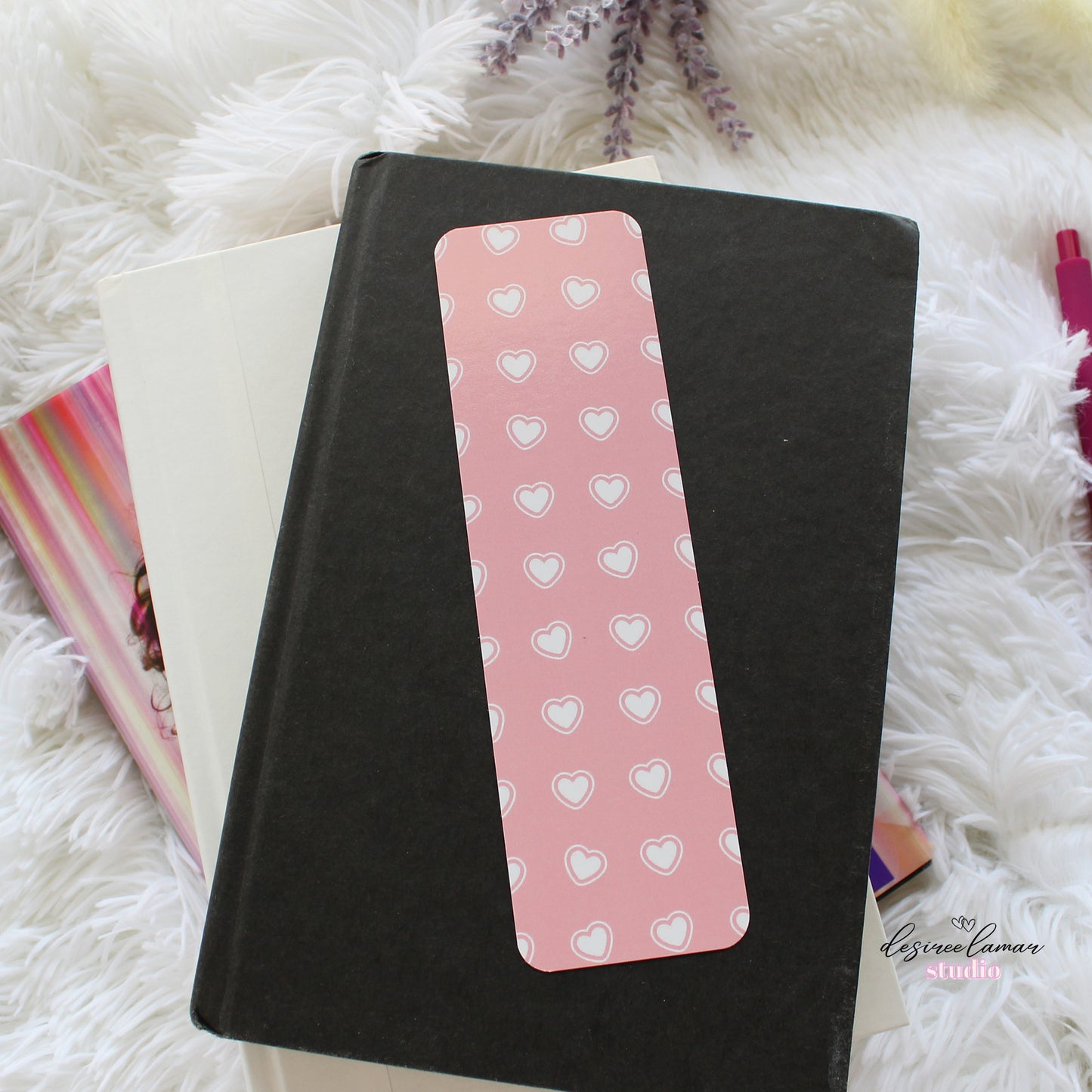 Pink & White Heart Bookmark