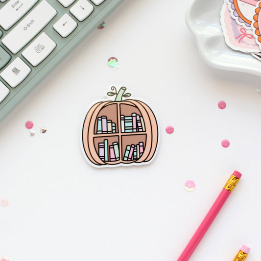 Pumpkin Bookshelf Die-Cut Sticker