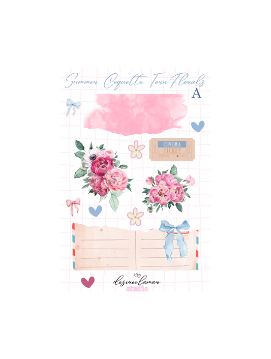 Summer Coquette Torn Florals Sticker Sheet A