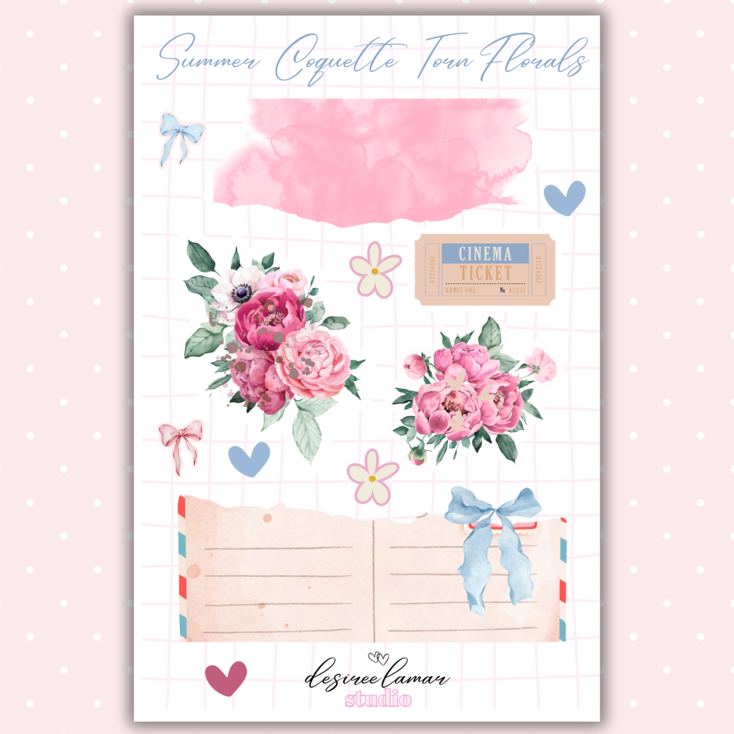 Summer Coquette Torn Florals Sticker Sheet A
