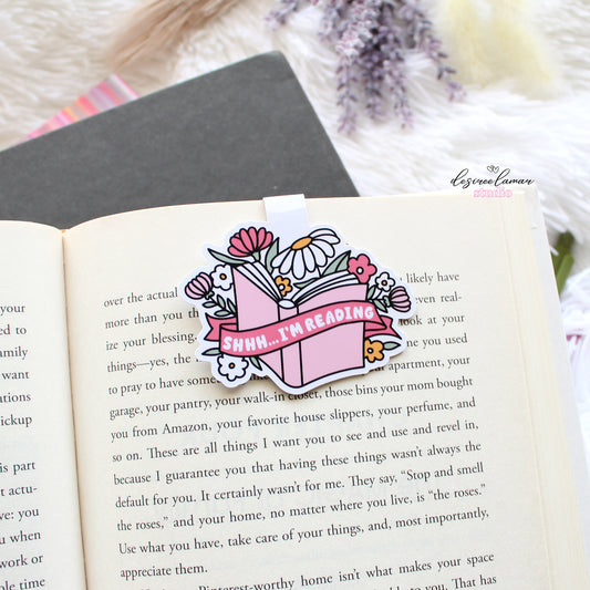 Shhh, I'm Reading Magnetic Bookmark (White)