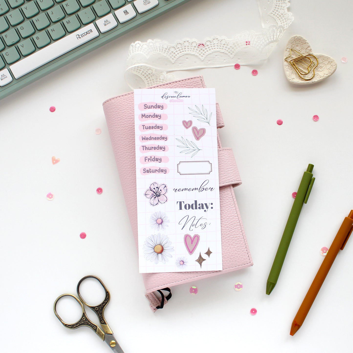 Gingham Garden Sticker Collection | Floral Planner Stickers