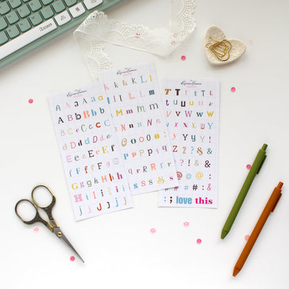 Gingham Garden Sticker Collection | Alpha Sticker Sheet