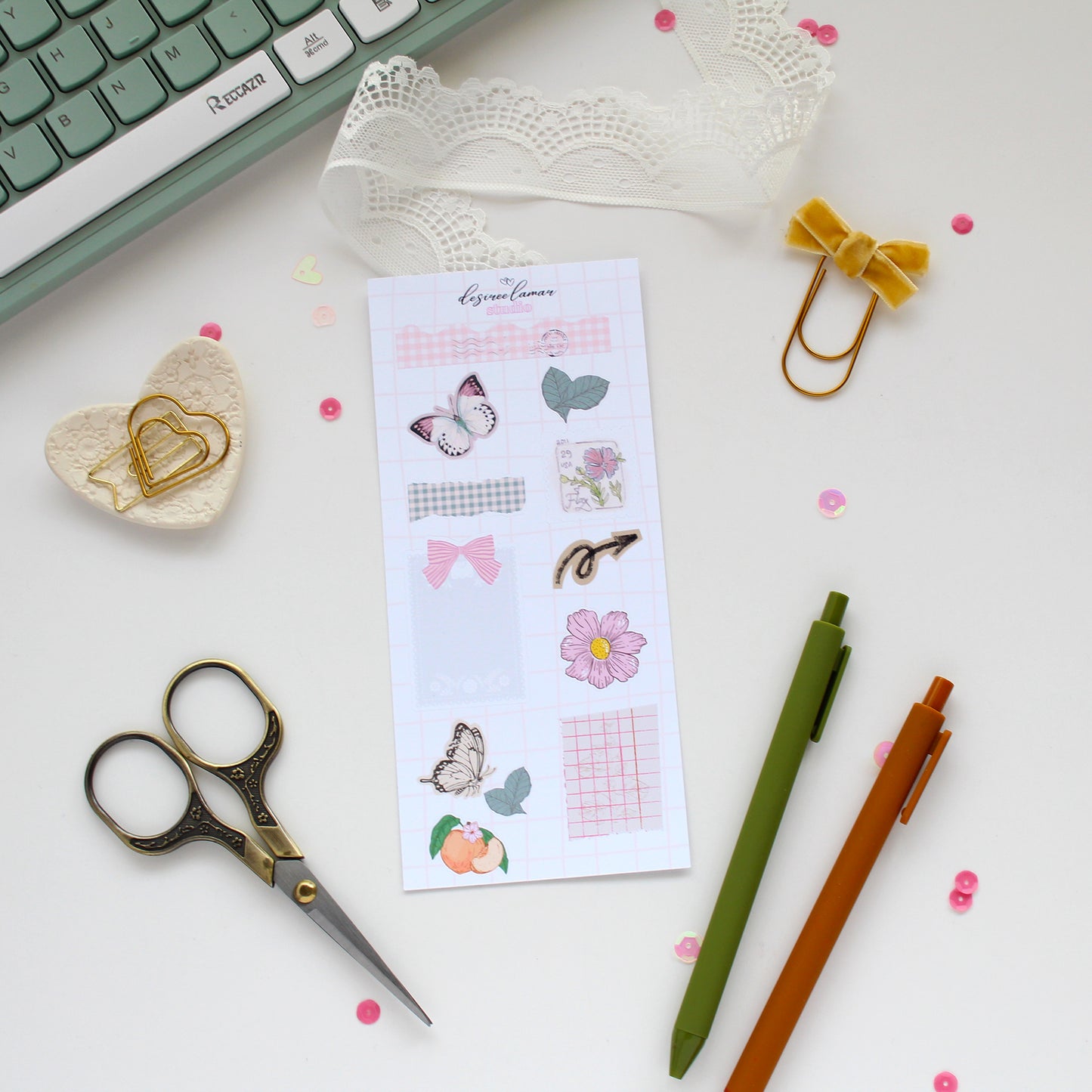 Gingham Garden Sticker Collection | Floral Planner Stickers