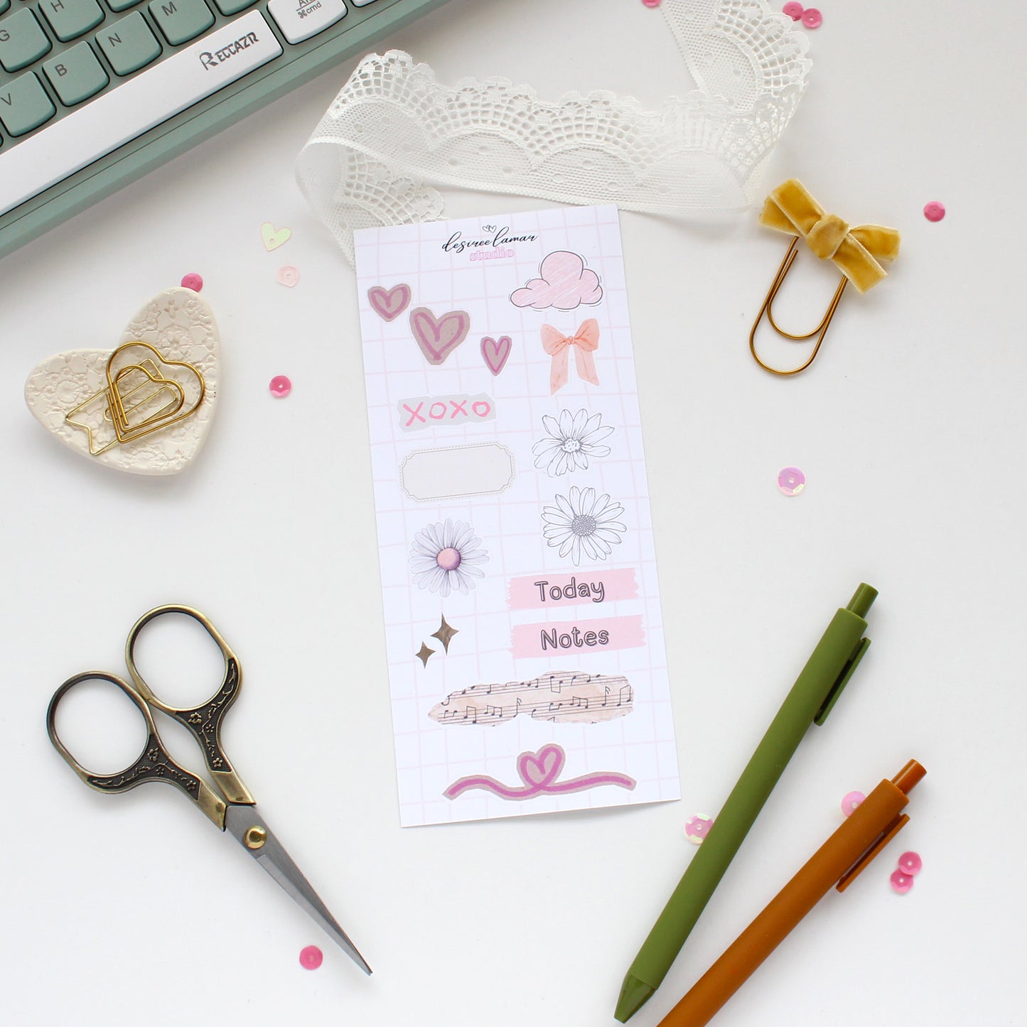 Gingham Garden Sticker Collection | Floral Planner Stickers
