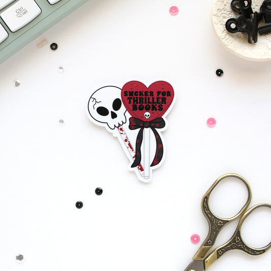 Sucker for Thriller Books Die-Cut Sticker