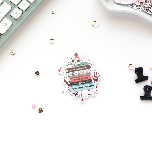 True Crime / Horror Book Stack Die-Cut Sticker