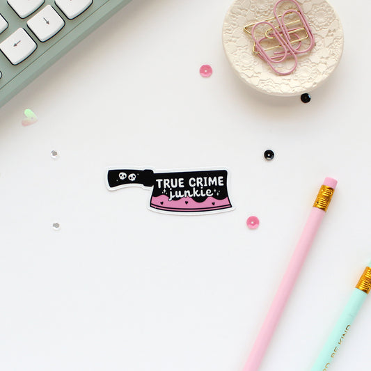 True Crime Junkie Die-Cut Sticker