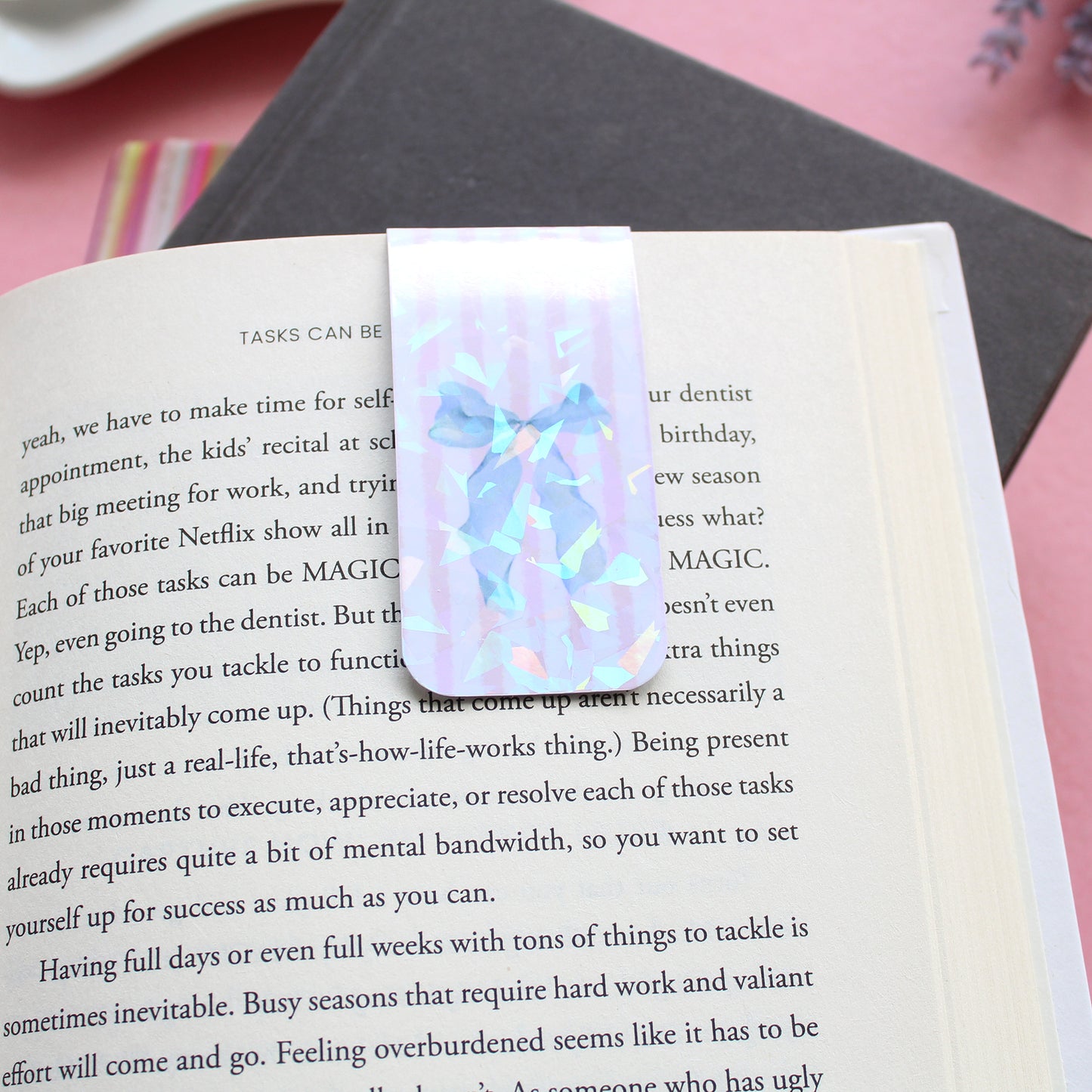 Striped Bow Magnetic Bookmark, Tab Bookmark