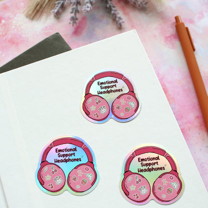Holographic Emotional Support Headphones Sticker