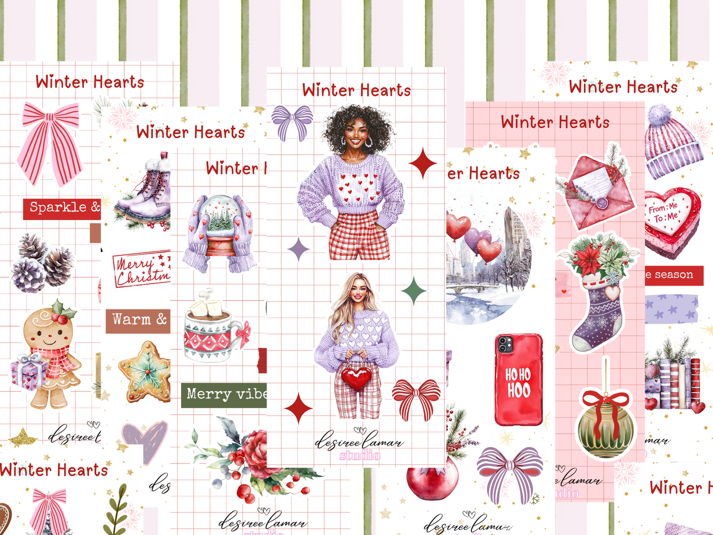 Winter Hearts Full Sticker Sheet Bundle