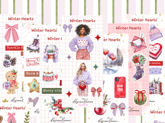 Winter Hearts Full Sticker Sheet Bundle