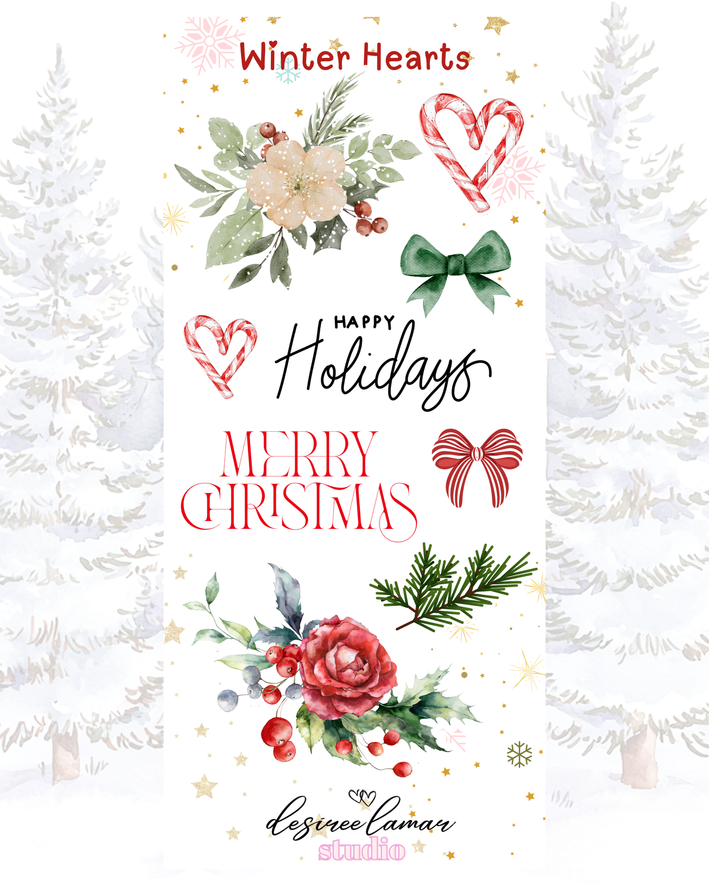 Winter Hearts Full Sticker Sheet Bundle