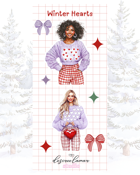 Winter Hearts Festive Dolls Sticker Sheet