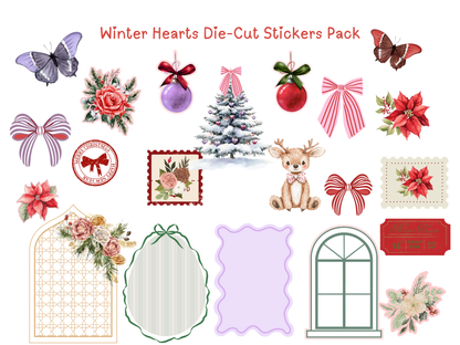 Winter Hearts Matte Die-Cut Sticker Pack